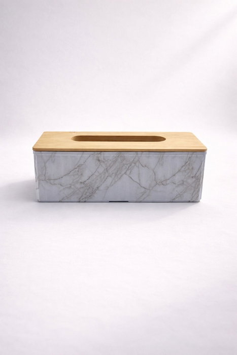 Hermia Soporte para Servilletas BU0117 Blanco y Roble
